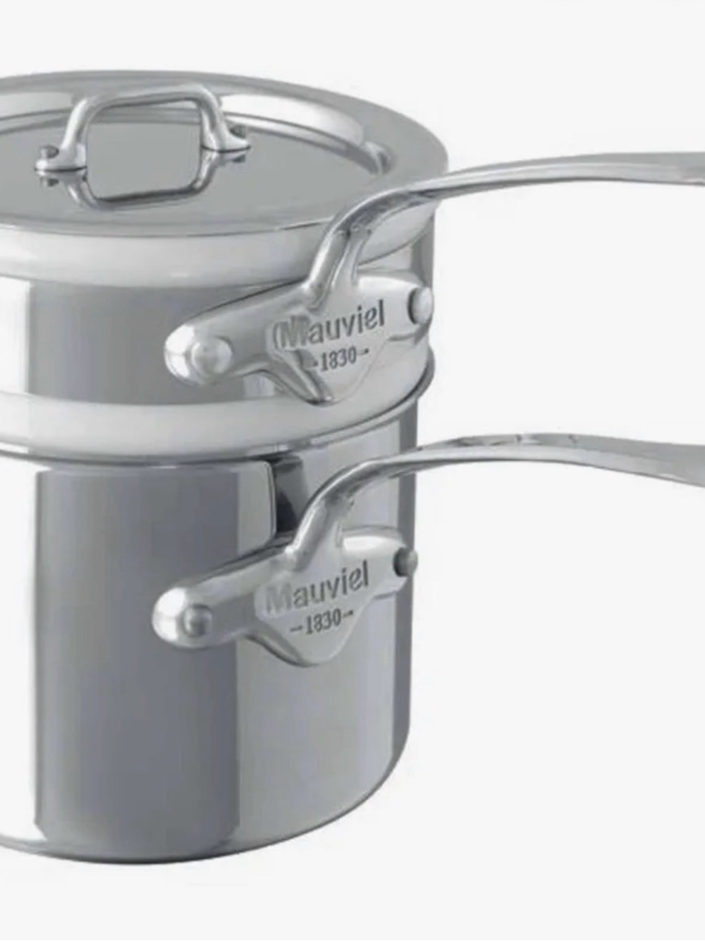Mauviel Stainless Steel Bain Marie 2-Piece Saucepan Set - Polished Silver France
